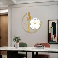 MOPUEA Wanduhr Wanduhr Weizen dekorative Kunstuhr Restaurantwand Wanduhr 40*40 CM (Leises Uhrwerk, dekoratives Weizendesign)