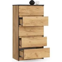 Raumhirsch Furniture Kommode mit 5 Schubladen 60 cm breit Holz Schrank, Highboard / Kommode 60 cm, Sideboard Organizer für jeden Raum