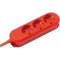 Bachmann SMART Steckdosenleiste 3x CEE7/3 Steckdosenleiste (Kabellänge 3 m), rot, 3m CEE7/7, 388.371