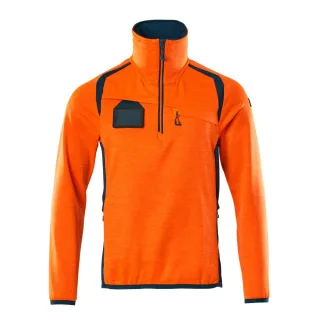 MASCOT Herren Fleecepullover mit kurzem Reißverschluss ACCELERATE SAFE Hi-vis Orange / Dunkelpetroleum S - 19303-316-1444-S