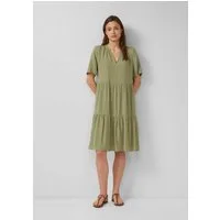 s.Oliver Midikleid Kleid Kurzes Viskose-Kleid mit Raffungen