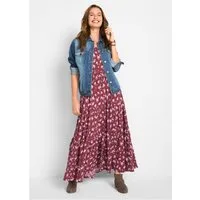 bonprix Maxikleid aus reiner Baumwolle, Loose Fit, Kurzarm-Design, mit Allover-Muster