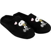 United Labels® The Peanuts für Damen Snoopy Design Puschen Slipper Pantoffeln Schwarz Hausschuh