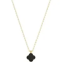 Suzan Gold Kette mit Anhänger 375 Echtgold Noirleaf schwarzes Kleeblatt