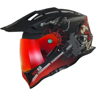 Broken Head (A-Minus-Ware) Endurohelm Road Pirate VX2 Rot + Verspiegeltes Visier