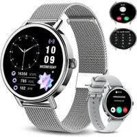 blackview Smartwatch X30 1,26″ für Damen mit Telefonfunktion undFitness-Tracking Smartwatch (4 cm/1.26 Zoll, iOS/Android) Set, mit Wechselband aus weichemSilikon und Ladekabel, 5 Tage Akkulaufzeit/2 Armbänder/HF&SpO₂& Blutdruck/100+ Sportmodi,IP68