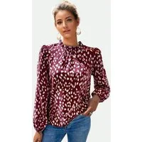 FS Collection Langarmbluse Damen Bluse hochgeschlossenes Oberteil mit Rüschendetail & Blumendruck (XS (UK 8 / EU 36) S (UK 10 / EU 38) M (UK 12 / EU 40) L (UK 14 / EU 42) XL (UK 16 / EU 44, 7 Farben) Leicht, Glatt, Formbeständig und angenehm zu trage