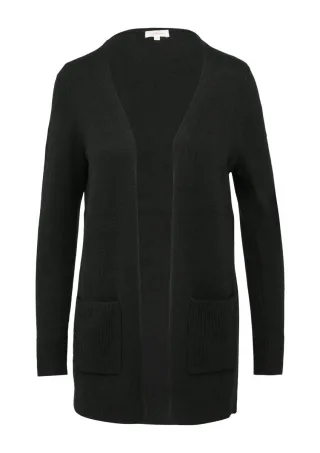 s.Oliver Red Label - Lange Strickjacke mit Rippbündchen schwarz - Gr. - 44