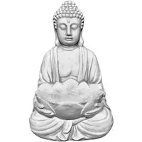 gartendekoparadies.de Gartenfigur Buddha mit Lotusblüten Schale, Steinfigur, H. 30 cm, 6 kg, Frostsicher
