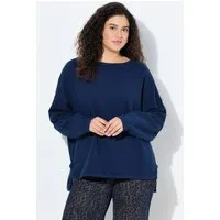 Ulla Popken Sweatshirt Sweatshirt offene Kanten gerippt Rundhals Langarm
