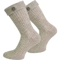 normani Trachtensocken Trachtensocken mit Edelweiß-Pin (1 Paar) Traditionelles Zopfmuster