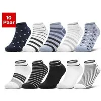 sockenkauf24 Sneakersocken 10 Paar Damen Sneaker Socken Mehrfarbig (35-38, 36832+36844/1) Streifen Punkte Herzen Maritim Baumwolle WP