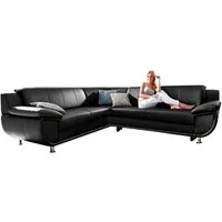 TRENDMANUFAKTUR Ecksofa Rondo wahlweise mit Schlaffunktion, bequeme Armlehnen, L-Form, wahlw.mit Federkern, Füße chromfarben, Unser Dauertiefpreis