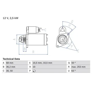 Bosch Anlasser 2,5 kW Porsche Panamera 0986025120