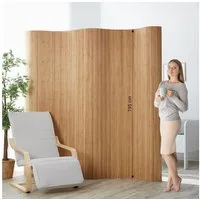 Homestyle4u Paravent Raumteiler Trennwand Bambus Sichtschutz Holz 145x200 195x200 Indoor (1 St), Braun, Faltwand