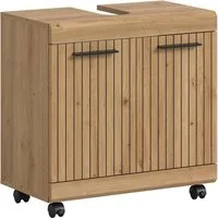 welltime Waschbeckenunterschrank SIENA, Breite 60cm, 2 Türen oder 2 Schubkästen, auf Rollen, MDF-Front (TOPSELLER!, mit Siphonausschnitt 10x25 cm) in verschiedenen Farben erhältlich, Badmöbel, Badschrank, Kommode, Bad