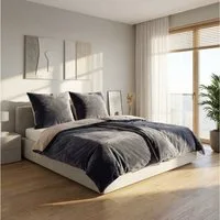 KiNZLER Bettwäsche Cashmere Touch, Microfaser, 2 teilig, Wendebettwäsche, anthrazit - taupe