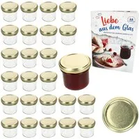 MamboCat Einmachglas 25er Set Sturzglas 125ml Einmachglas TO66 Gold Deckel, Glas
