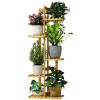 Bamworld Blumenständer 5-stöckig aus Bambus, Blumenregal, Pflanzenständer (1 St), Indoor Pflanzenregal für Terrasse, Garten, Balkon, Wohnzimmer