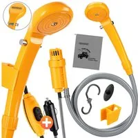Deuba Gartendusche, Campingdusche 12V KFZ-Adapter Tragetasche 2m Schlauch 5m Stromkabel