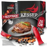 KESSER Grillpfanne, Gusseisenpfanne voreingebrannt Bratpfanne Gusseisen Steak Pfanne
