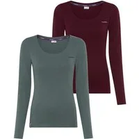 KangaROOS Langarmshirt (2er-Pack) im 2er-Pack, hüftbedeckende Länge, Basic-Passform, Langarm