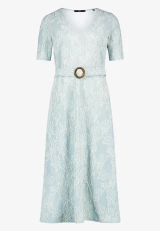 zero - Midikleid mit Blumen-Stickerei blue - Gr. - 40