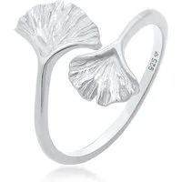 Elli Fingerring Verstellbar offen Ginkgo Blatt Natur 925 Silber, Ginkgo