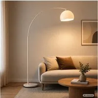 Lightbox Stehlampe, ohne Leuchtmittel, Bogenstehleuchte, 160 x 122 cm, E27 Fassung, schwenkbar, beige/weiß
