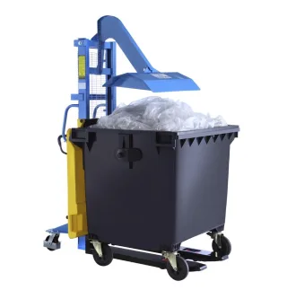 M?llpresse f?r 800 und 1100 l M?llbeh?lter, LiftPress LP1100 + Hochhubwagen SDJ1016