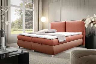 Boxspringbett Schlafzimmerbett VALENTIN 160x200cm Stoff Neve-Vega Rostbraun