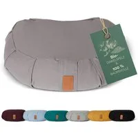 #DoYourYoga Yoga Bolster Zafu Halbmondkissen Ganesh, 100% Baumwolle Bio Bioweizenschalenfüllung 45x30x14 Yoga Meditation