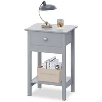 WLIVE Nachttisch Nachttisch mit Schublade und Ablage, Beistelltisch Holz 40×30×60,6cm (1 Tisch), schmal, offenes Fach