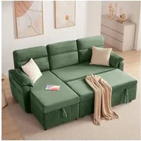 Kingfun Schlafsofa L-förmiges mit Stauraum, ausziehbarem Bett, USB-Anschlüssen, 2 Teile, Sofa für kleine Wohnungen