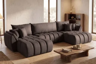 Wohnlandschaft mit Schlaffunktion COLLIN Sofa in Stoff Monolith Braun