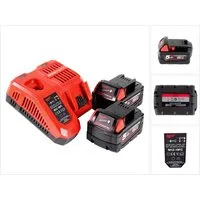 Milwaukee M18NRG-502 Akku Starter Set 18V mit M18 B5 Akku 5,0Ah + M12-18FC Lade Akkupacks