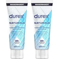 durex Gleitgel Naturals Extra Feuchtigkeitsspendend 2 x 100ml, Spar-Pack, 2-tlg., aus 100% natürlichen Inhaltsstoffen