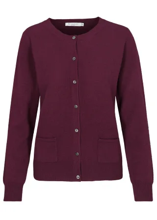 IN LINEA - NOS Cardigan, Rundhals 448 cherry - Gr. - 48
