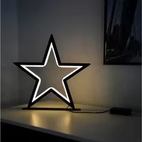 Spetebo LED-Dekofigur Metallstern schwarz 34 cm warm weiß (LED Stern, 1 St., Stern mit 70 LED), mit AN- / AUS-Schalter am Batteriefach