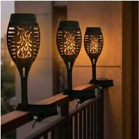 Harms Import LED Solarleuchte, LED-Leuchtmittel fest verbaut, Warmweiß, LED Solarfackeln für Außen flackernd Balkon Gartendeko Solar