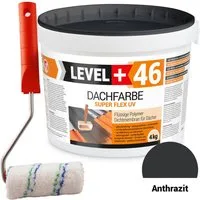 Level+ Dachfarbe Dachfarbe Sockelfarbe elastische L+46 ANTHRAZIT - 4KG + Farbroller