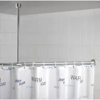 WENKO Duschvorhangstange, Fixmaß, mit Bohren, verschraubt, Aluminium, Kunststoff