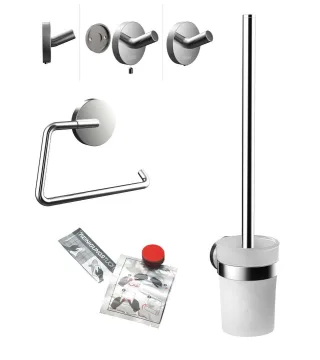EMCO Starter-Set round, chrom Papierhalter, Bürstengarnitur, Haken, 439800100 439800100