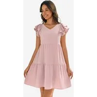 Imily Bela Minikleid Damen Niedliches Fließendes Babydoll-Kleid (Packung, 1-tlg., 1per-Pack) mit Rüschenärmeln