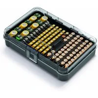 Kreher Batteriebox mit Unterteilungen für AA, AAA, C, D, 9V & Knopfzellen