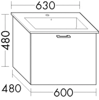 Burgbad Waschtischunterschrank zu Keramik-Waschtisch Sys30 PG1 Aqua 480x600x480 Weiß Matt, WVML060F1 WVML060F1719