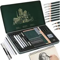 FOUORTUNATE-BEE Druckbleistift 27tlg Zeichenstift Set Skizzierstifte Graphit und Kohlestifte, Für Skizzen Zeichnen Kunstschule Studium und kreative Projekte