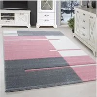 SIMPEX24 Teppich Kariert Design, Rechteckig, Höhe: 13 mm, Designer Wohnzimmer Teppich Kurzflor Handgearbeiteter Konturenschnitt