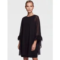 Apart Jerseykleid mit asymmetrischem Chiffon-Cape und Fransen