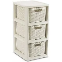 BranQ Regal 1725, Rattanregal mit 3 Körben 3x7L